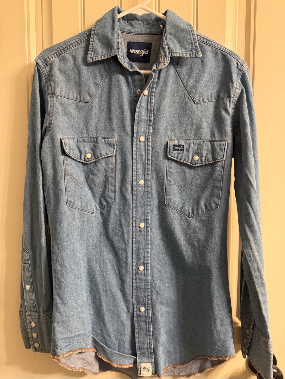 Wrangler Light Blue Denim Western Pearl Snap Shirt